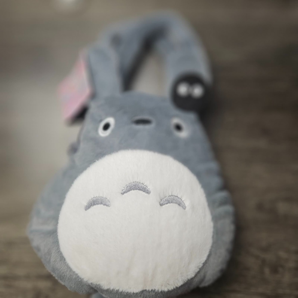 Lovelytoys Kawaii Grey Chinchilla Plush Zip Pouch Bag Black Pom Charm NWT